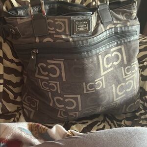 Liz Claiborne Gray and Cream Tote Bag
